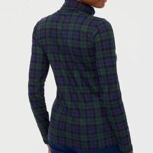 New J. Crew Green & Purple Plaid Turtleneck Top